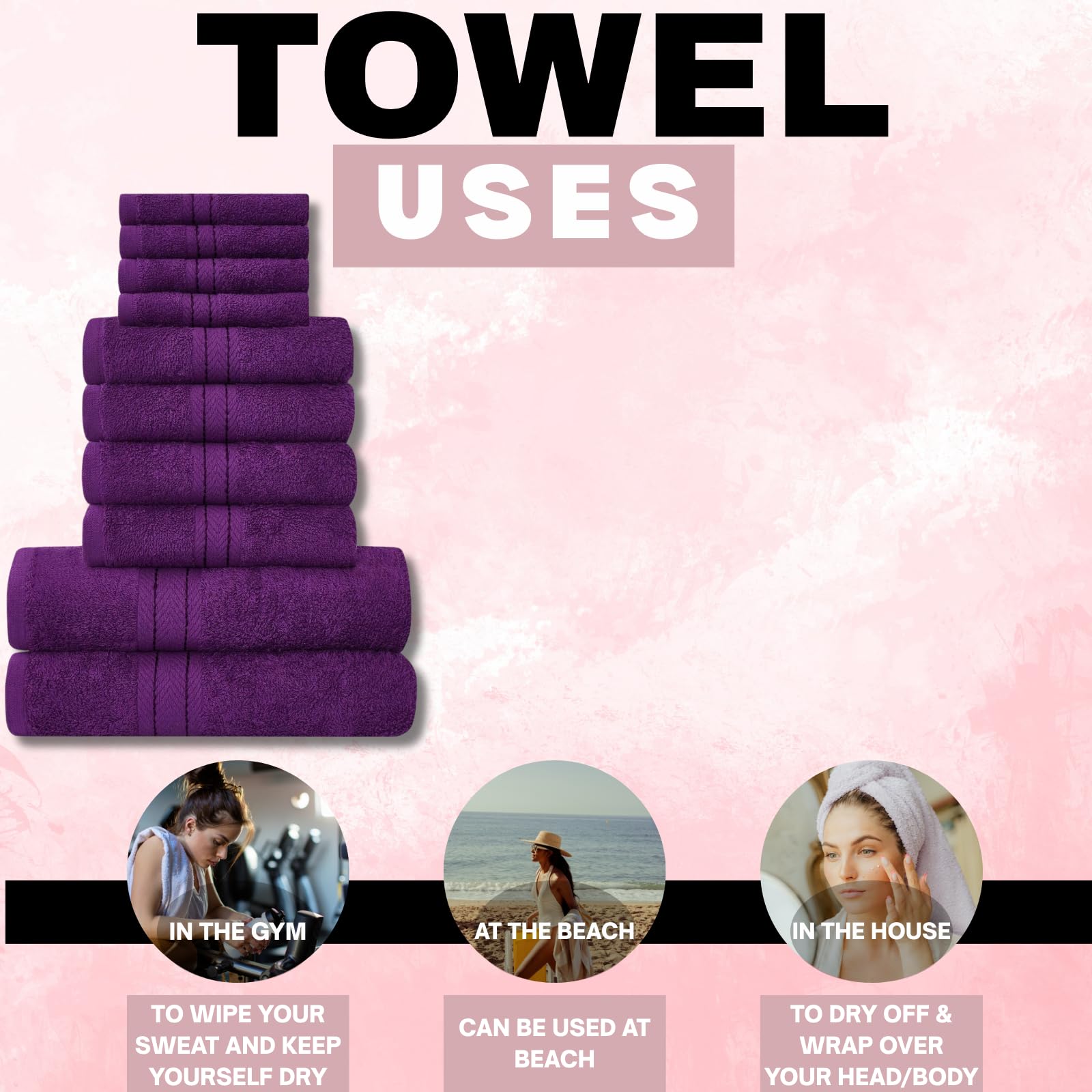 NFK 10 Piece Egyptian Cotton Towel Set