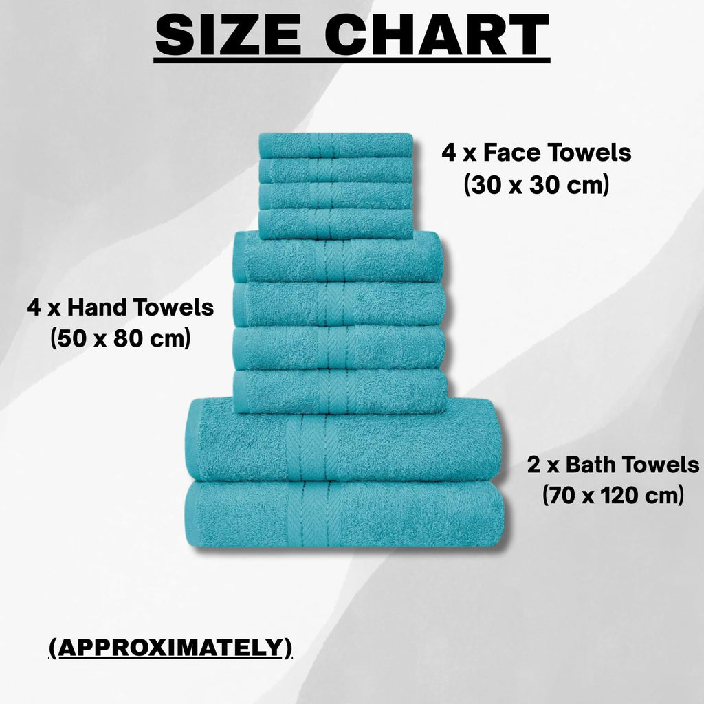 NFK 10 Piece Egyptian Cotton Towel Set