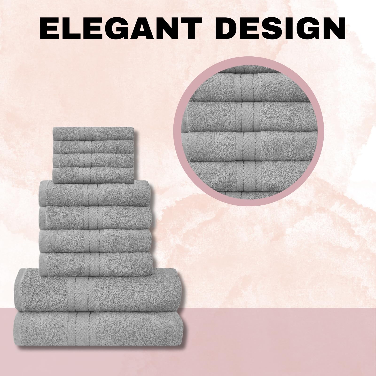 NFK 10 Piece Egyptian Cotton Towel Set