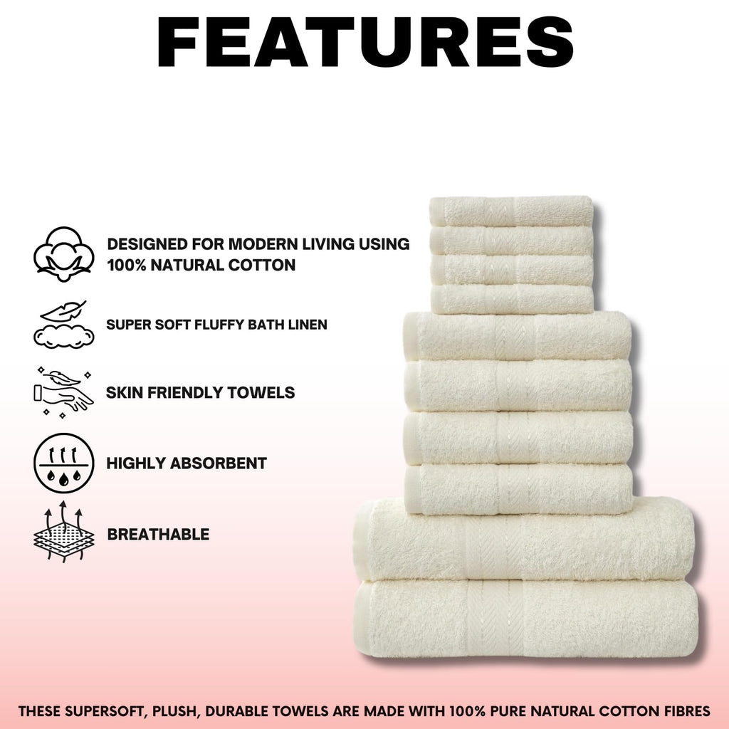 NFK 10 Piece Egyptian Cotton Towel Set