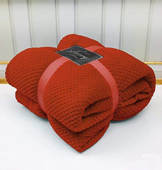 NFK Popcorn Waffle Fleece Throw Blanket