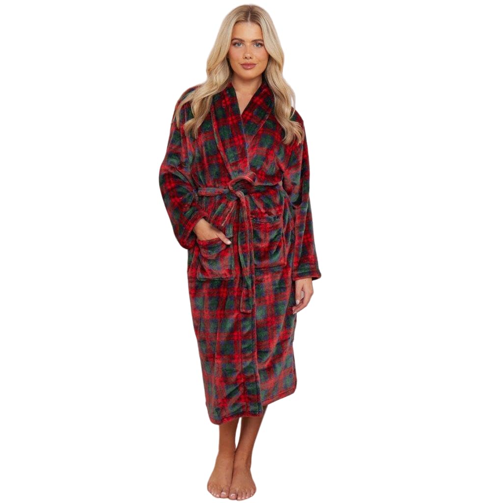 NFK Flannel Fleece Check Bathrobe
