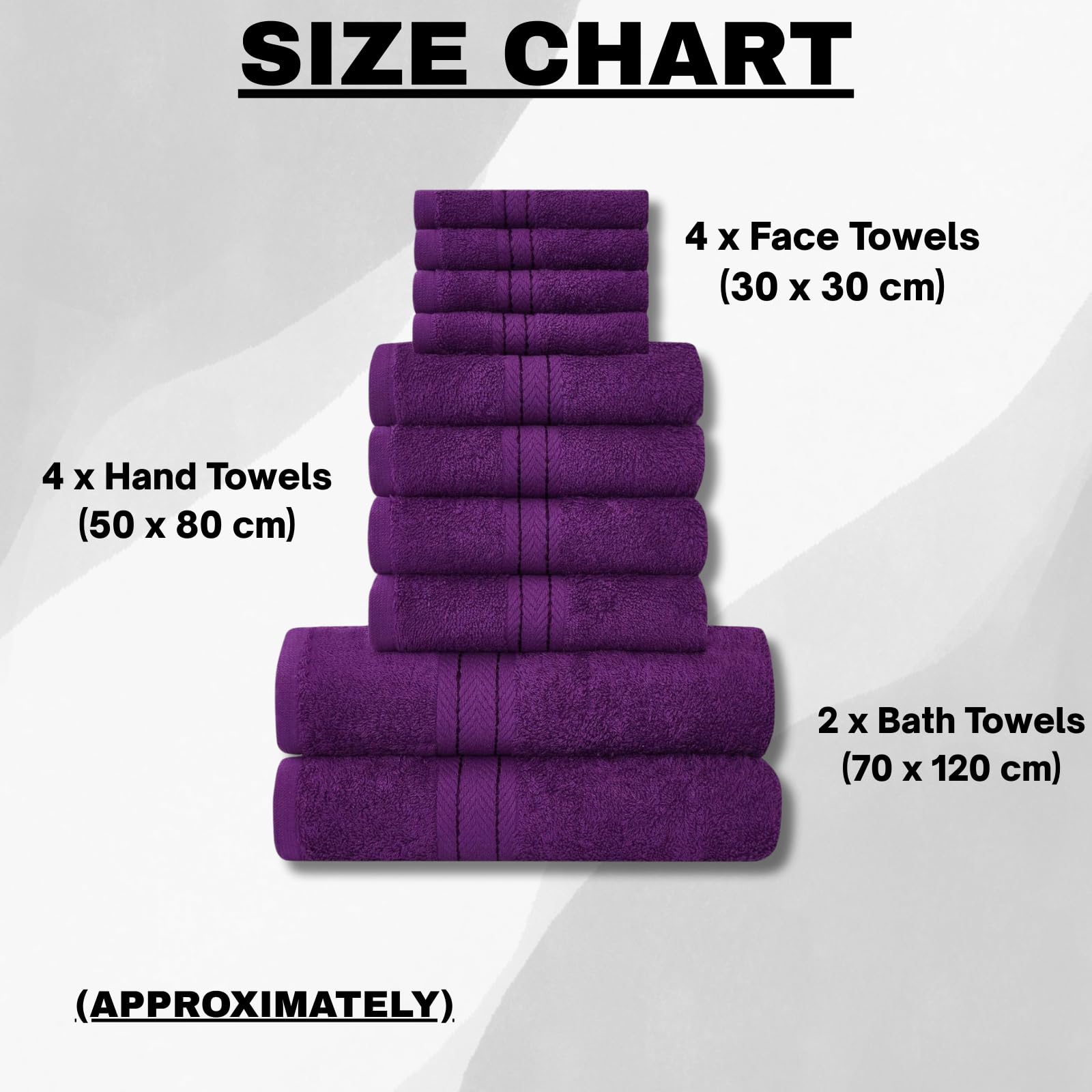 NFK 10 Piece Egyptian Cotton Towel Set