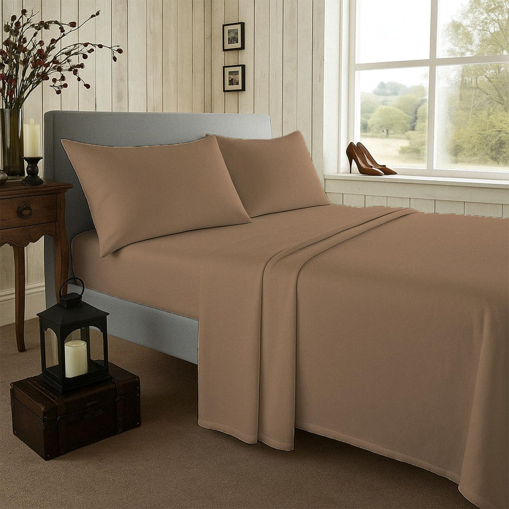 Luxury Bed-sheet - 100% Brushed Cotton Flannelette Sheet | Soft & Cozy, Premium Quality Easy Care
