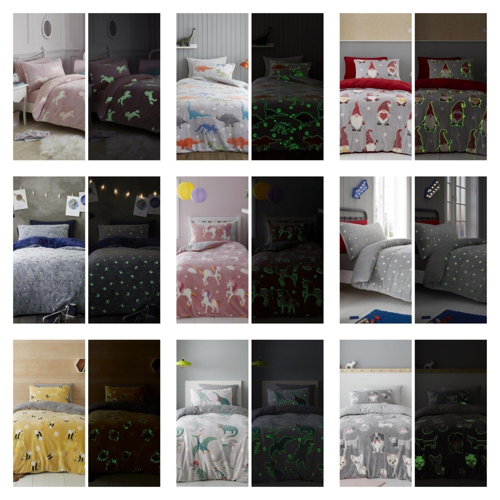 NFK Glow in the Dark Teddy Fleece Duvet Cover Set