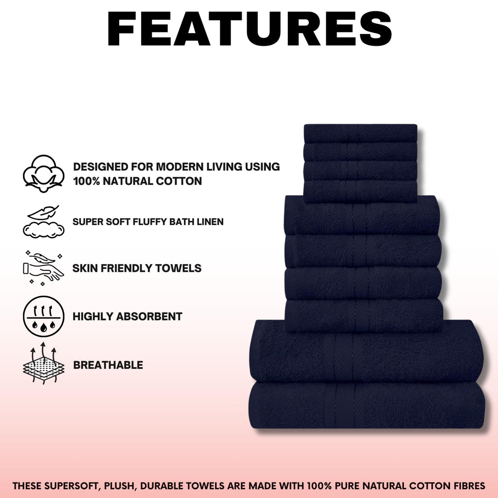 NFK 10 Piece Egyptian Cotton Towel Set