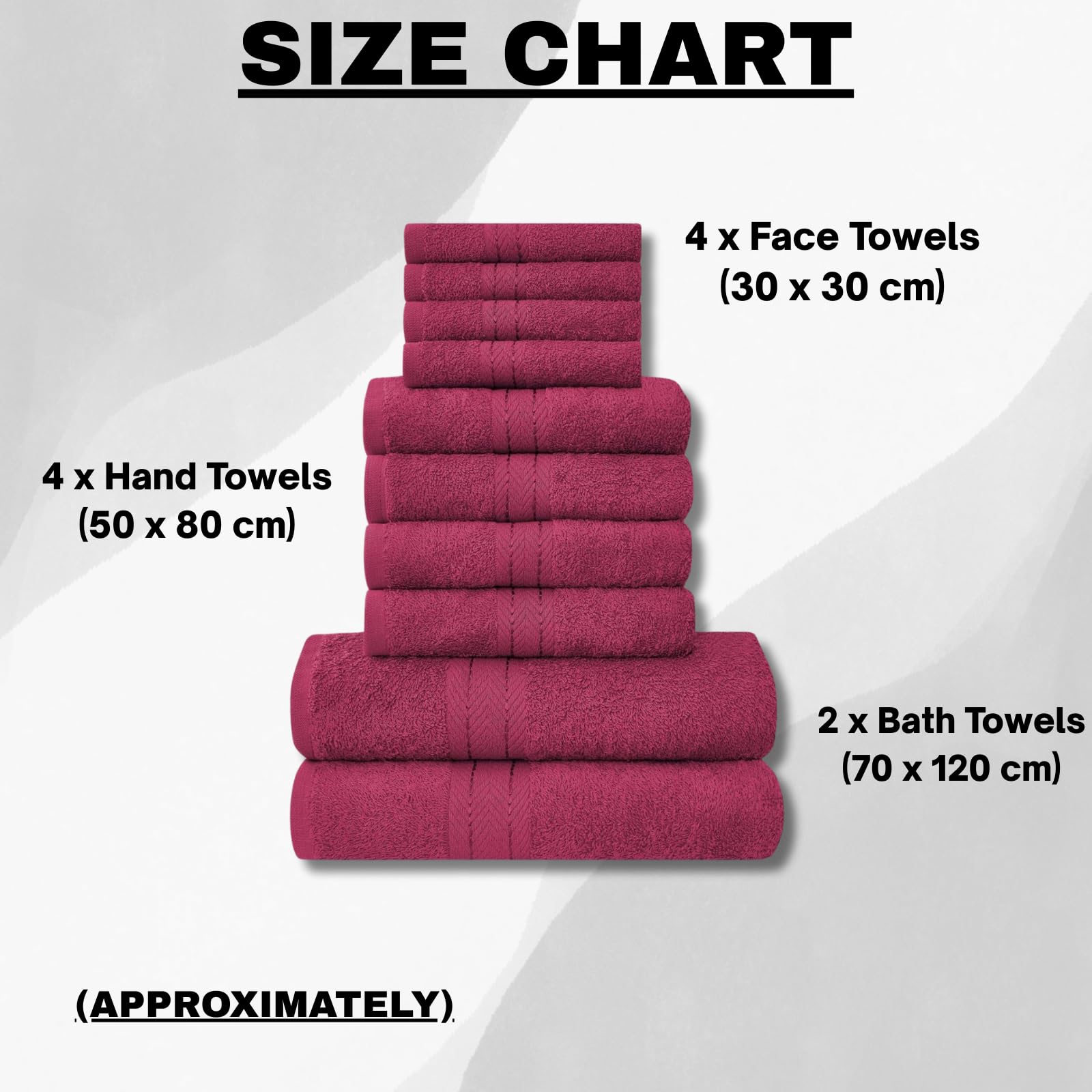 NFK 10 Piece Egyptian Cotton Towel Set