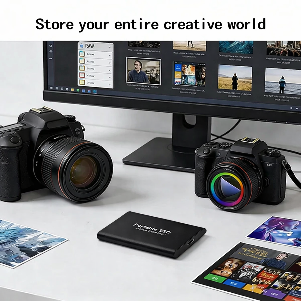 2TB External Hard Drive Mass Capacity Solid State Drive USB3.1 High Speed Transfer Storage Device for PC/Laptop/Mac