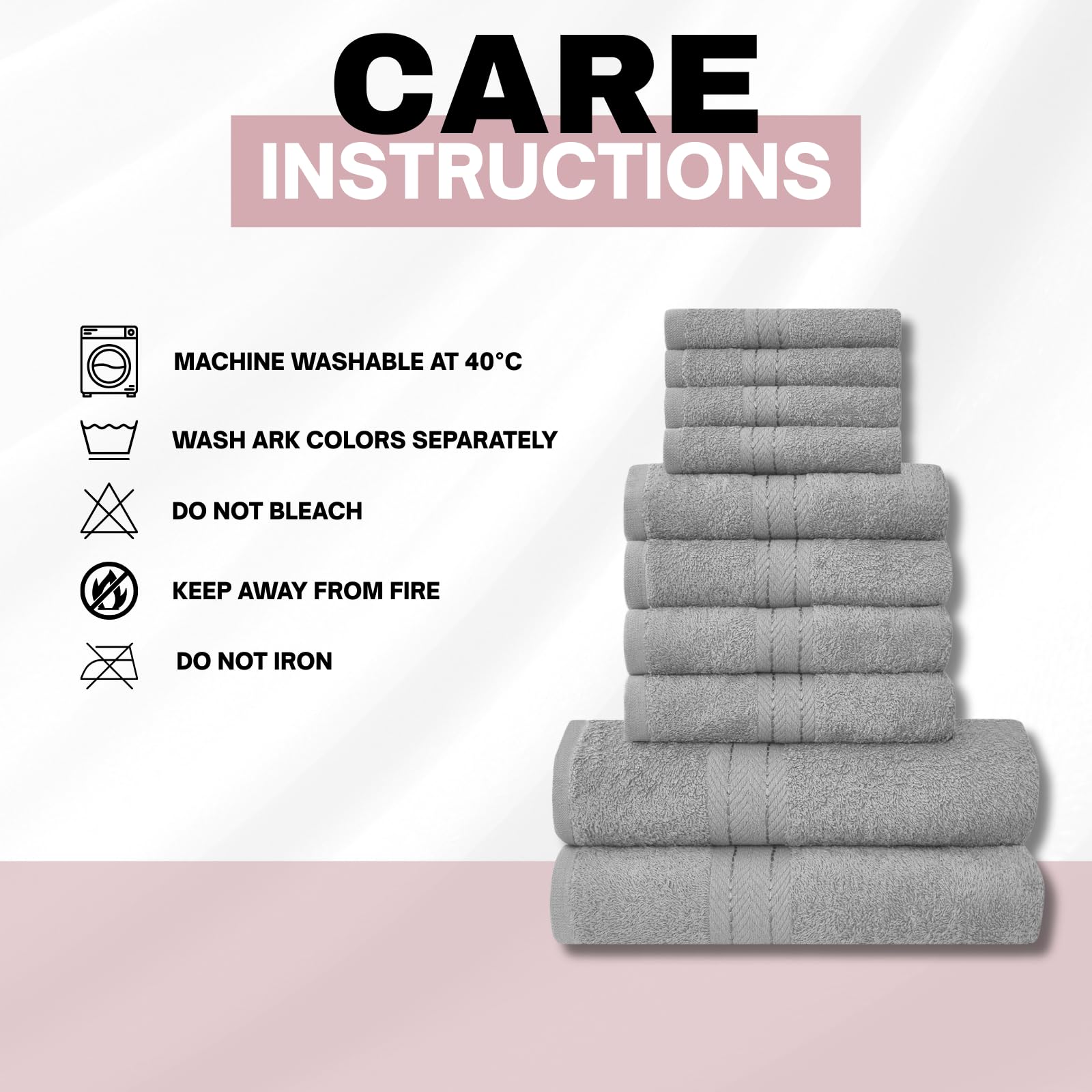 NFK 10 Piece Egyptian Cotton Towel Set