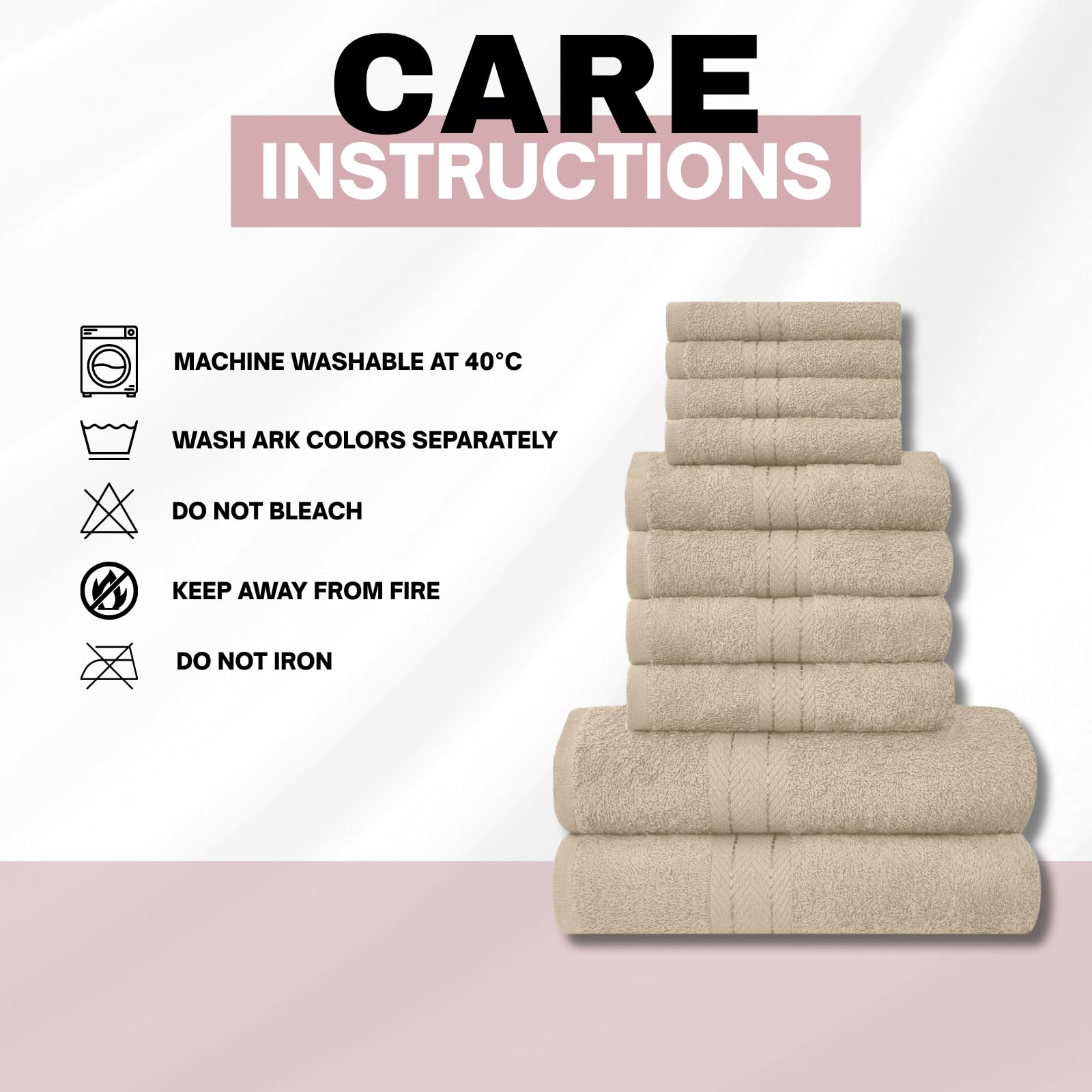 NFK 10 Piece Egyptian Cotton Towel Set