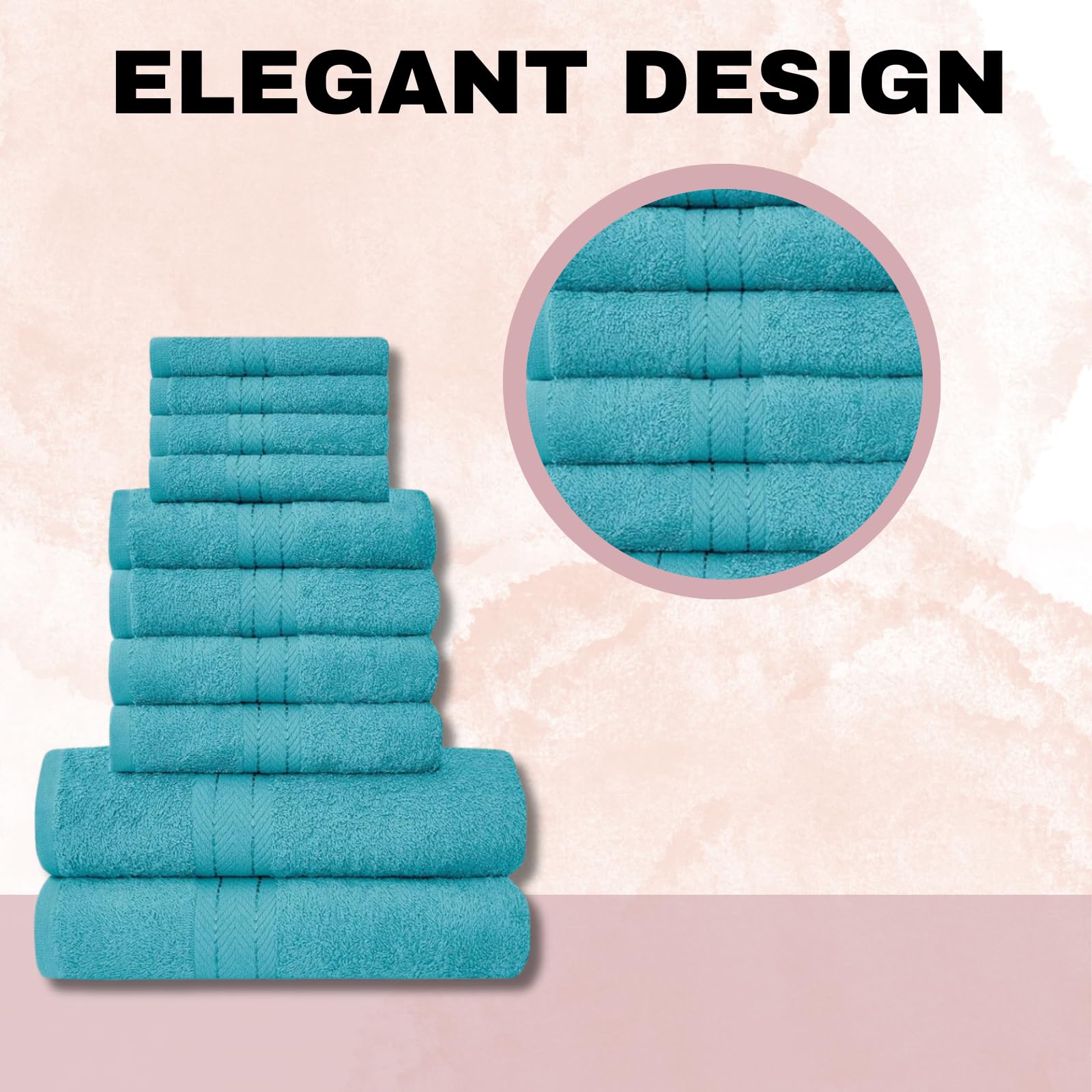 NFK 10 Piece Egyptian Cotton Towel Set